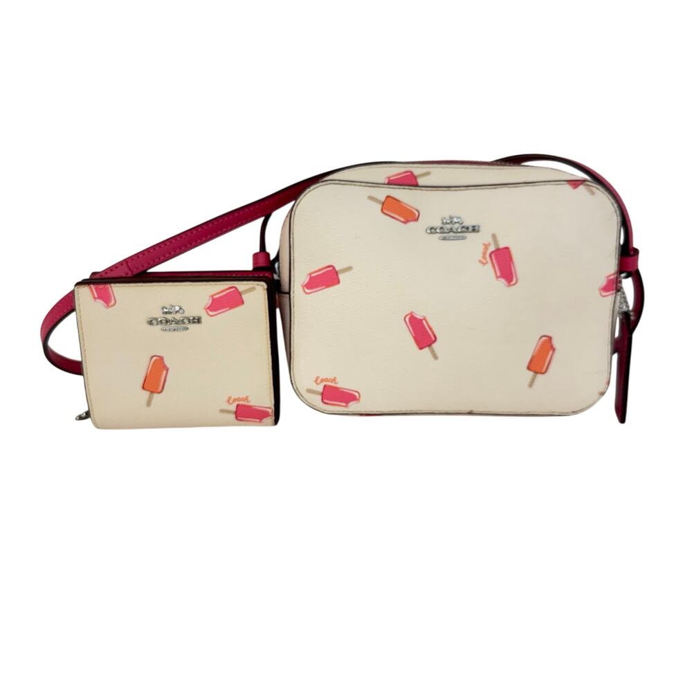 Coach Popsicle Print Coated Canvas Crossbody Bag and Wallet Chalk Multi